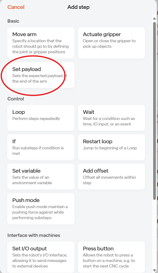 Set Payload Step to a Routine